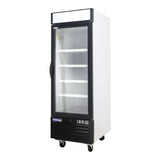 Polarman PLM-HGD23F 26 3/4" Black Single Swing Glass Door Merchandiser Freezer with LED Lighting, 23 cu.ft