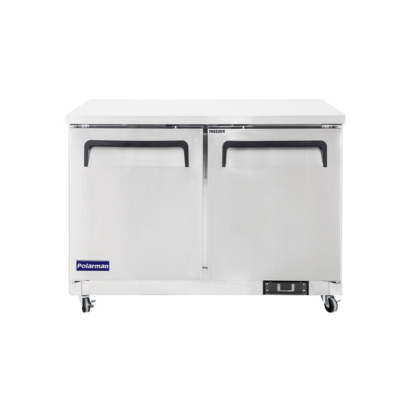 Polarman 48 1/4" PLM-UC-48FS Under Counter Freezer Stainless Steel Solid Double Door