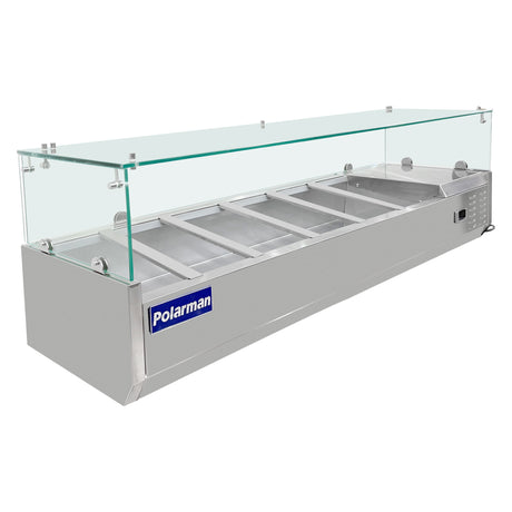 Polarman PLM-PDX-60G 59" Countertop Refrigerated Topping Rail with Sneeze Guard
