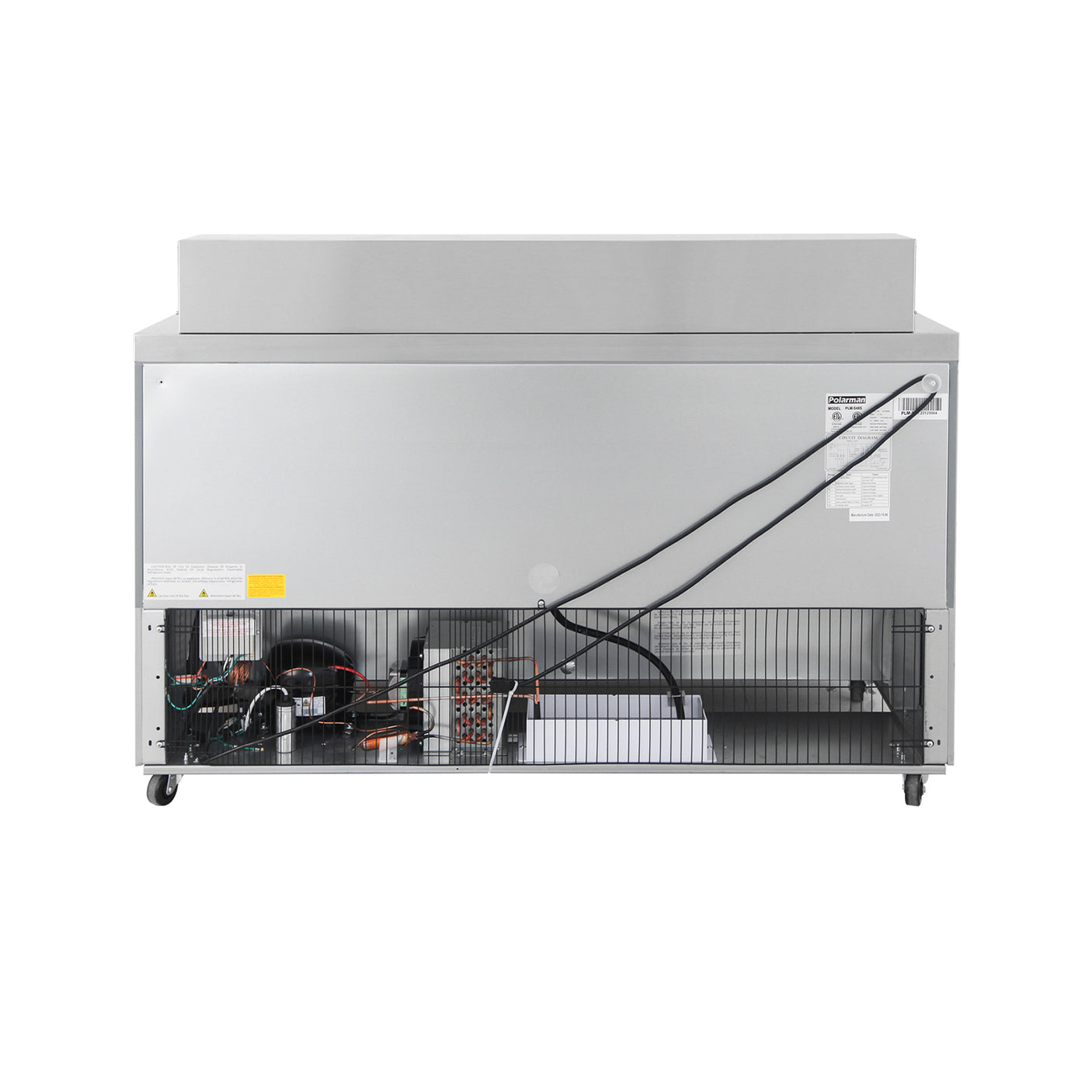 Polarman PLM-S60S 61 1/4" Stainless Steel Sandwich Prep Table with Two Solid Full Doors, (16) 1/6 Size Pans