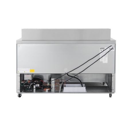 Polarman PLM-S60S 61 1/4" Stainless Steel Sandwich Prep Table with Two Solid Full Doors, (16) 1/6 Size Pans