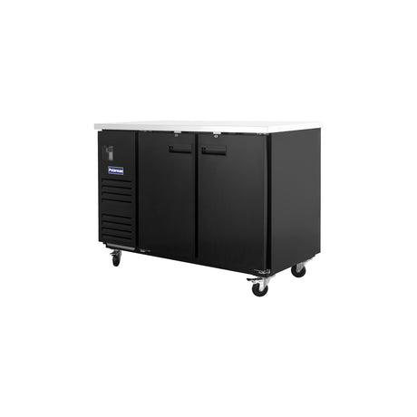 Polarman PLM-BC-2 58 3/4" Black Solid Door Back Bar Refrigerator with LED Lighting