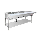 Flamaster FLM-ST5-SS Five Pan Open Well Electric Steam Table with Undershelf - 240V, 5000W