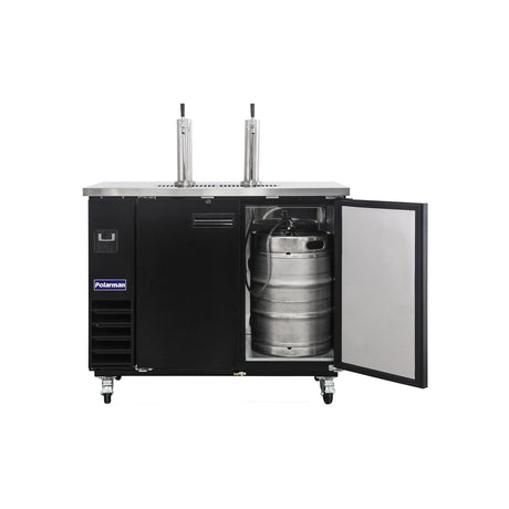 Polarman PLM-BCBD2-2 49 1/8" Dual Single-Tap Kegerator Beer Dispenser with 2 Solid Doors, 12.5 cu. ft.