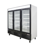Polarman PLM-HGD72R 81" Black Refrigerated Triple Swing Glass Door Merchandiser with LED Lighting, 72 cu.ft