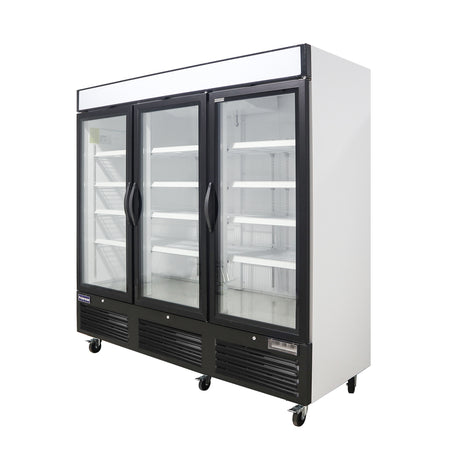 Polarman PLM-HGD72R 81" Black Refrigerated Triple Swing Glass Door Merchandiser with LED Lighting, 72 cu.ft