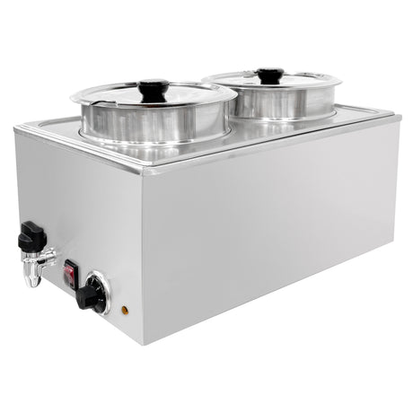 ChefAsst ZCK165BT-4 Professional Food Warmer With Faucet & Two Soup Pots,  6 1/2" Depth