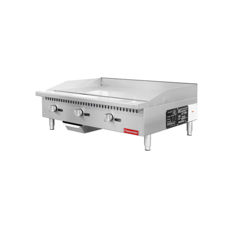 Flamaster FLM-G36-M 36" Countertop Griddle with Manual Control, NG/LPG, 90,000 BTU, 3 Burners