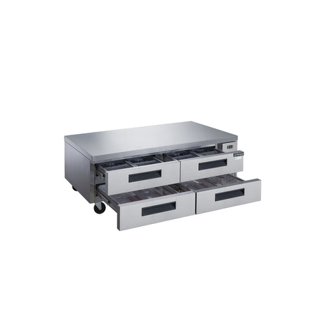 Dukers DCB72-D4 72" Refrigerated Chef Base with 4 Drawers, All Stainless Steel