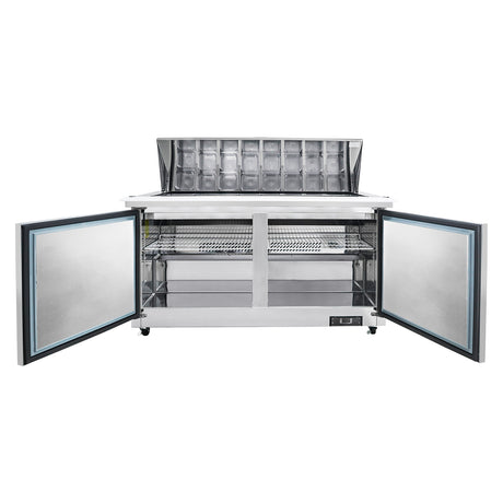 Polarman PLM-S60KS 61 1/4" Stainless Steel Mega Top Sandwich Prep Table with Two Solid Full Doors, (24) 1/6 Size Pans