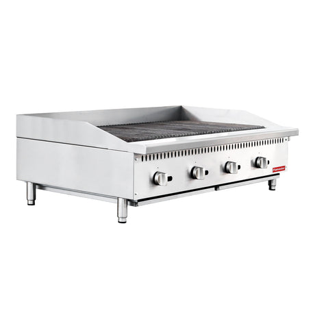 Flamaster FLM-CB48-M 48" Countertop Gas Charbroiler, NG/LPG, 140,000 BTU, 4 Burners