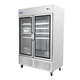 Polarman PLM-54RGS 53 15/16" Reach-In Refrigerator with Double Glass Doors with LED Lighting, Bottom Mount, Stainless Steel, 49 cu. ft.