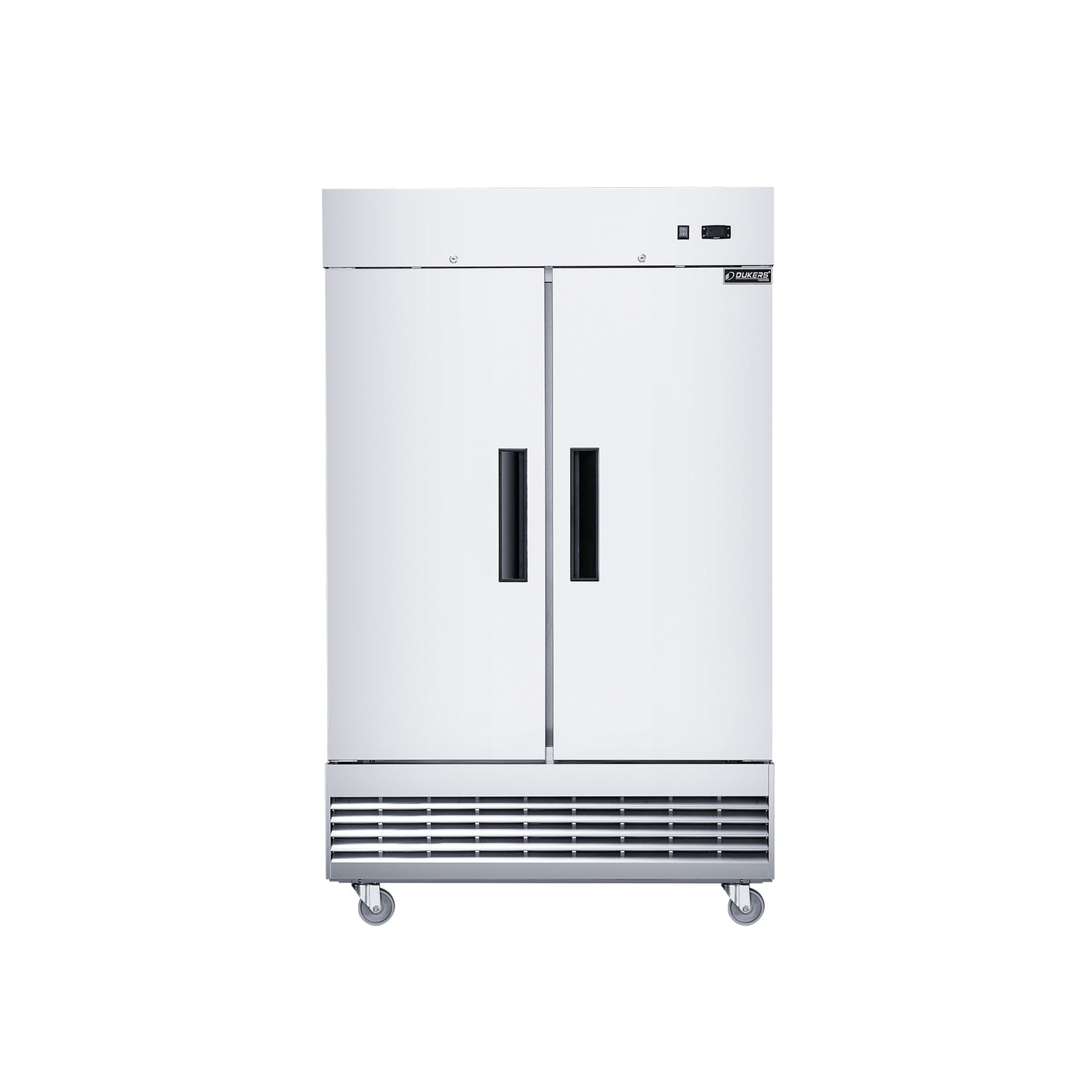Dukers D47EF 47 1/4" Two Section Reach-In Freezer with Solid Full Doors, Bottom Mount, Stainless Steel, 29.5 Cu.Ft.