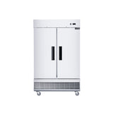 Dukers D47EF 47 1/4" Two Section Reach-In Freezer with Solid Full Doors, Bottom Mount, Stainless Steel, 29.5 Cu.Ft.