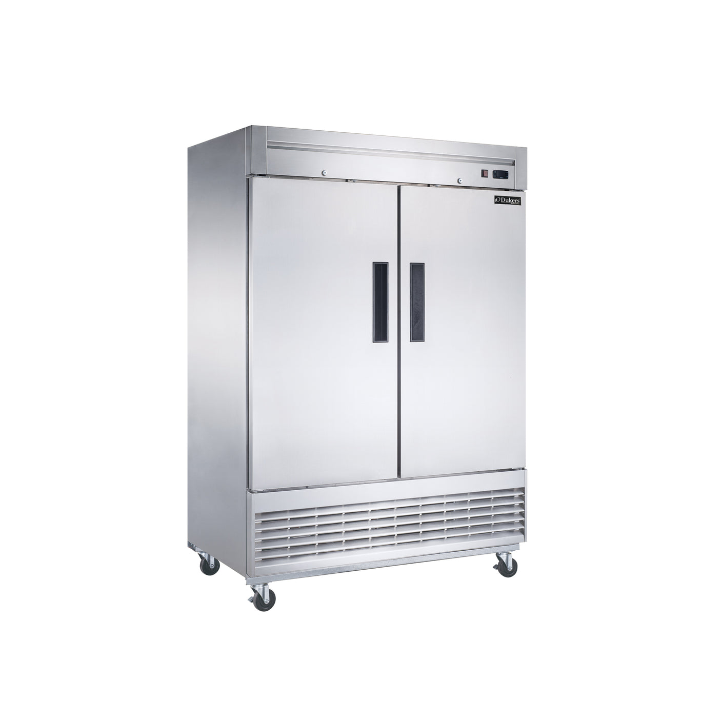 Dukers D55F 55 1/8" Two Section Reach-In Freezer with Solid Full Doors, Bottom Mount, Stainless Steel, 41.6 Cu.Ft.