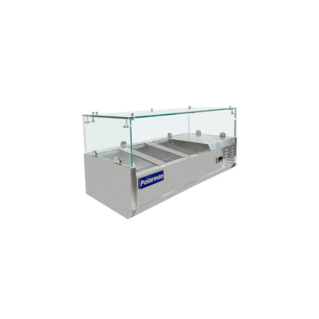 Polarman PLM-PDX-40G 40" Countertop Refrigerated Topping Rail with Sneeze Guard