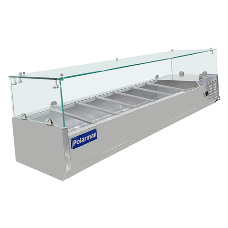 Polarman PLM-PDX-63G 63" Countertop Refrigerated Topping Rail with Sneeze Guard