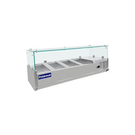 Polarman PLM-PDX-48G 47" Countertop Refrigerated Topping Rail with Sneeze Guard