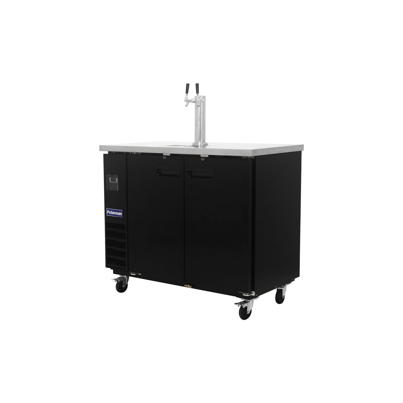 Polarman PLM-BCBD2-1 49 1/8" Double Tap Kegerator Beer Dispenser with 2 Solid Doors, 12.5 cu. ft.