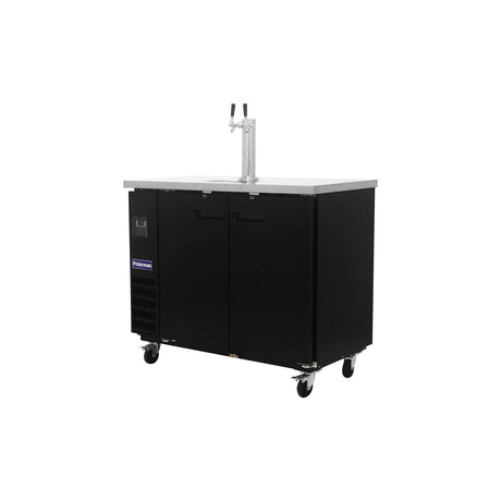 Polarman PLM-BCBD2-1 49 1/8" Double Tap Kegerator Beer Dispenser with 2 Solid Doors, 12.5 cu. ft.