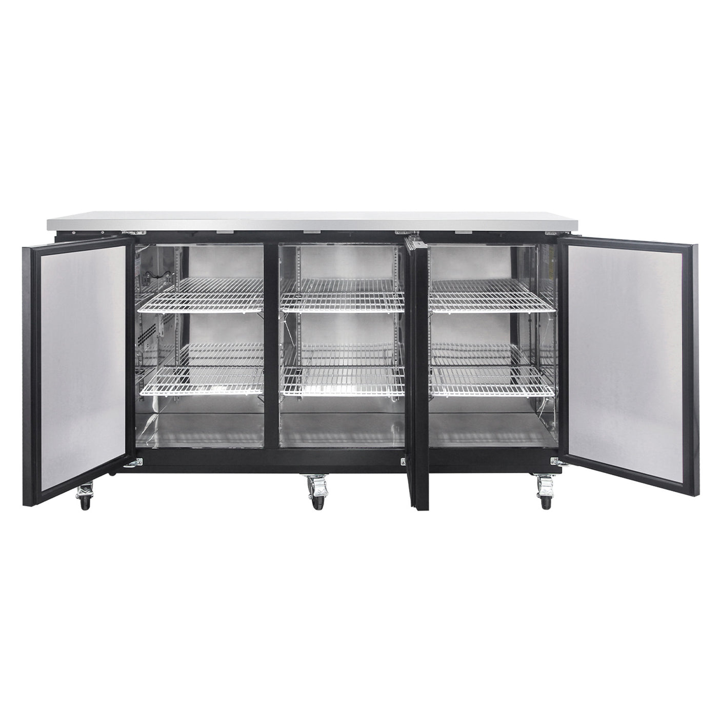 Polarman PLM-BC4-24 73" Black Solid Door Back Bar Refrigerator with LED Lighting