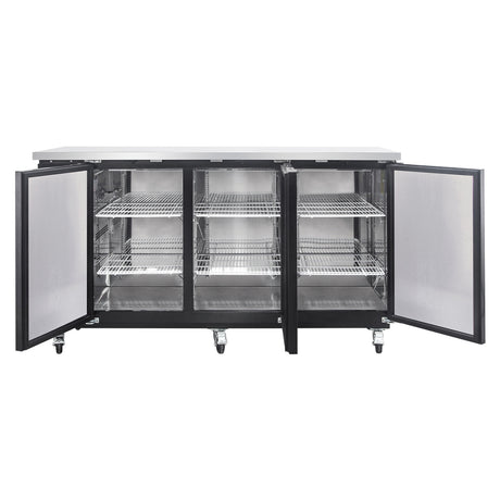 Polarman PLM-BC4-24 73" Black Solid Door Back Bar Refrigerator with LED Lighting