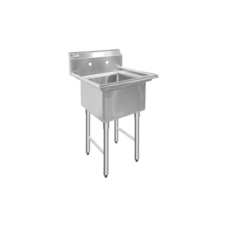 ChefAsst 24" CA-S1C181812-316 16-Gauge Stainless Steel One Compartment Commercial Sink with Stainless Steel Legs, Cross Bracing, and without Drainboards - 18" x 18" x 12" Bowl