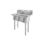 ChefAsst 36" CA-S3C101410-316 16-Gauge Stainless Steel Three Compartment Commercial Sink with Stainless Steel Legs, and without Drainboards - 10" x 14" x 10" Bowls