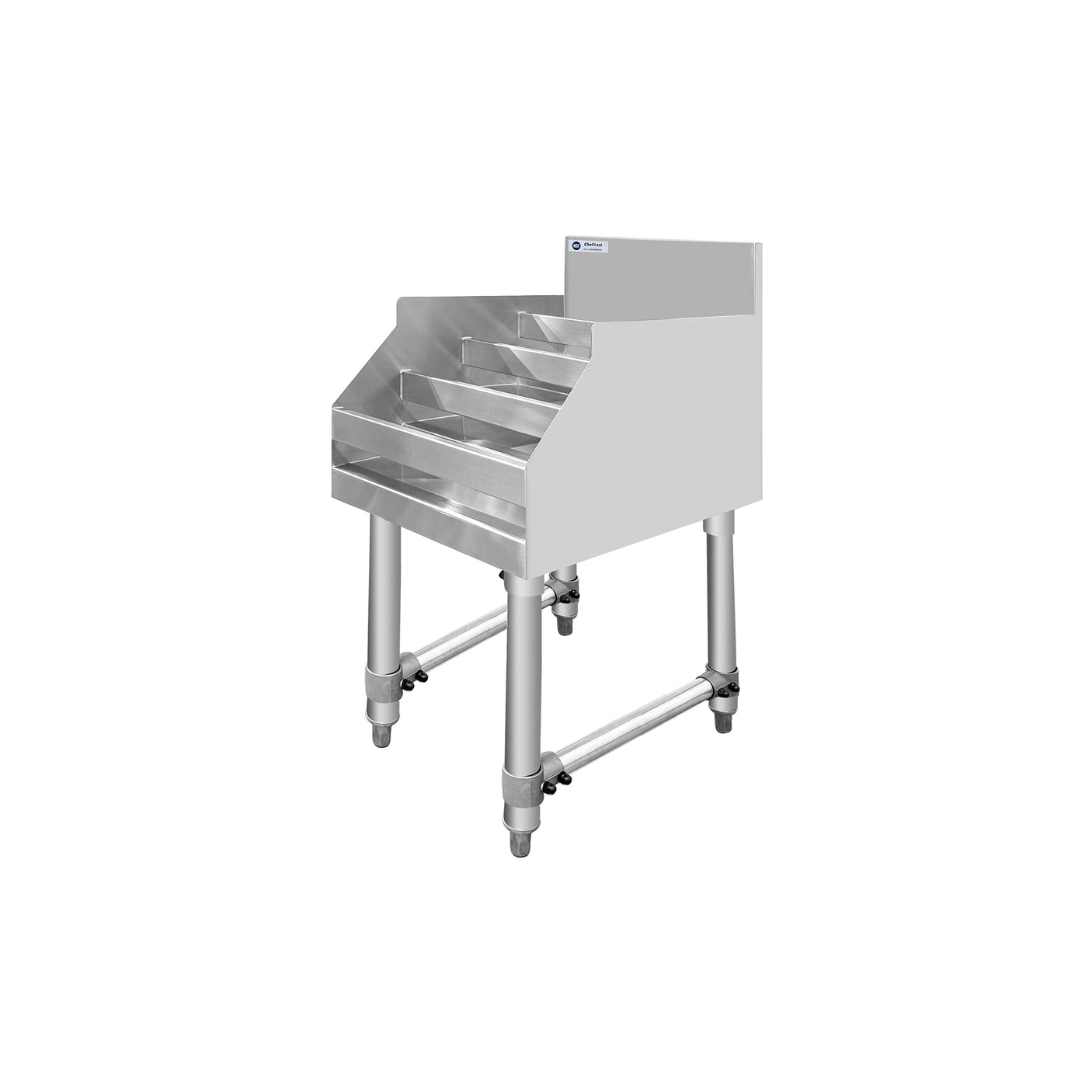 ChefAsst 12" Wide CA-LD1223-316 5-Tier Stainless Steel Commercial Liquor Shelf Display Rack