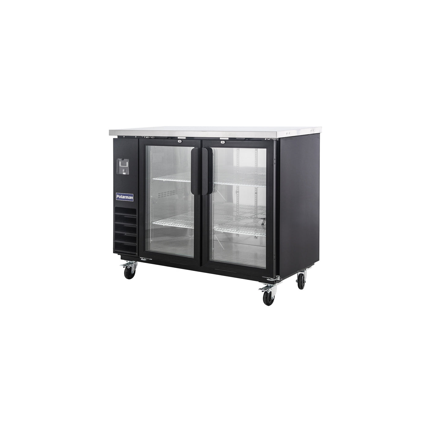 Polarman PLM-BC2-24G 49" Black Glass Door Back Bar Refrigerator with LED Lighting