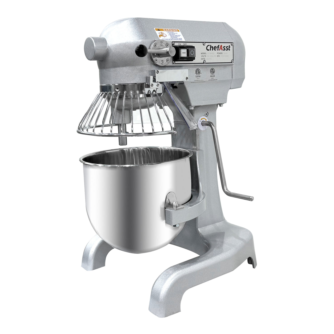 ChefAsst CA-MX10C 10 Qt. 3-Speed Planetary Stand Mixer with Guard & Standard Accessories