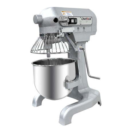 ChefAsst CA-MX10C 10 Qt. 3-Speed Planetary Stand Mixer with Guard & Standard Accessories