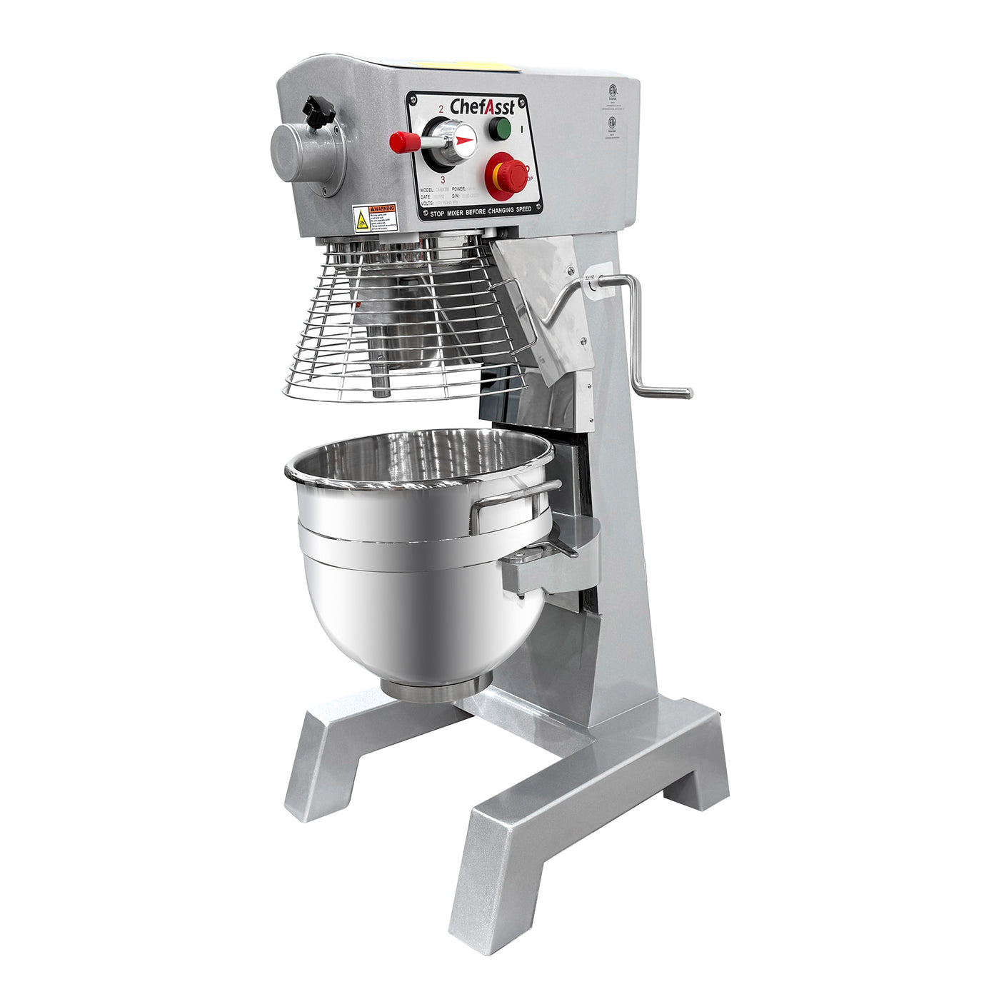 ChefAsst CA-MX30B 30 Qt. 3-Speed Planetary Floor Mixer with Guard & Standard Accessories
