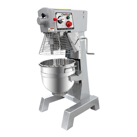 ChefAsst CA-MX30B 30 Qt. 3-Speed Planetary Floor Mixer with Guard & Standard Accessories