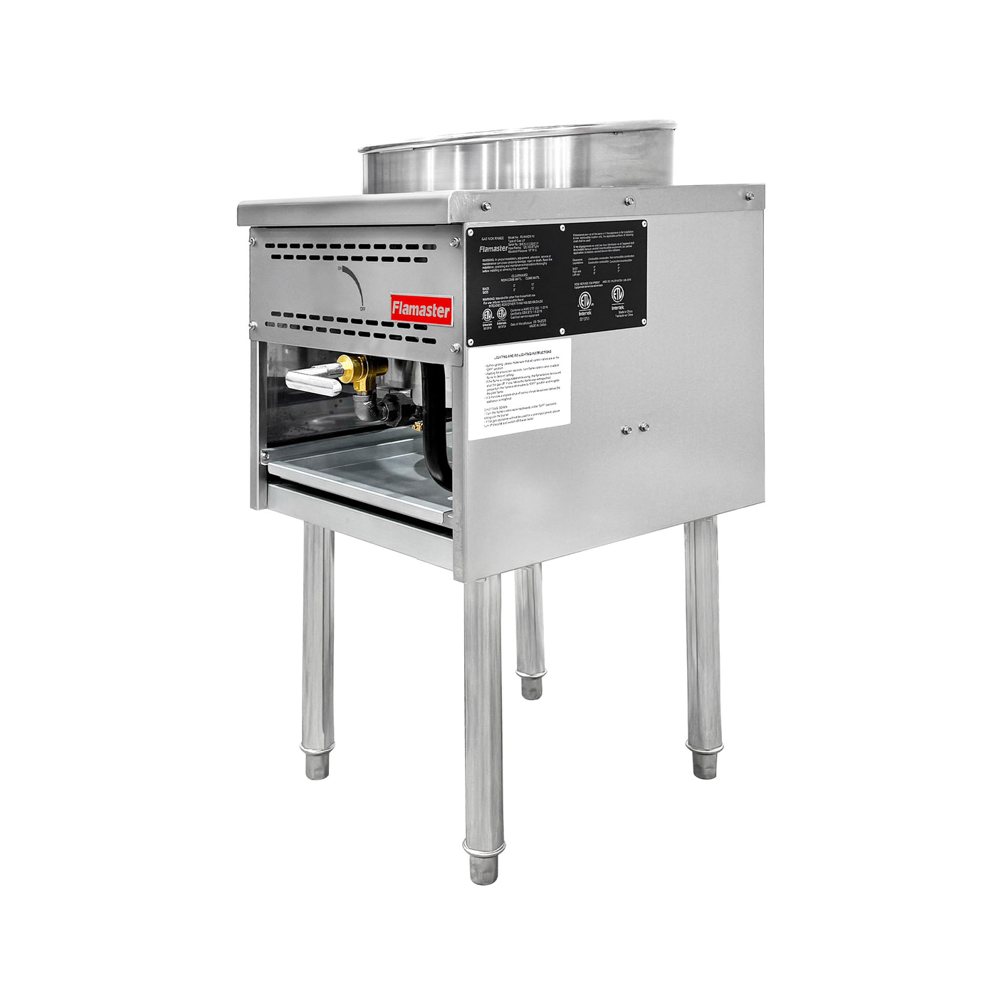 Flamaster FLM-WOK16-LP 17 1/2” Wok Range with 16” Ring, Liquid Propane, 125,000 BTU