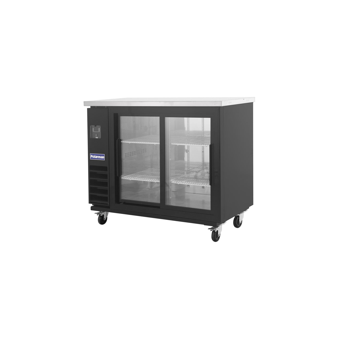 Polarman PLM-BC2-24SD 49" Black Glass Door Back Bar Refrigerator with LED Lighting