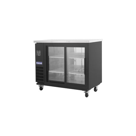 Polarman PLM-BC2-24SD 49" Black Glass Door Back Bar Refrigerator with LED Lighting