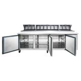 Polarman PLM-P93S 94 3/16" Refrigerated Pizza Prep Table with Three Solid Full Doors, (12) 1/3 Size Pans