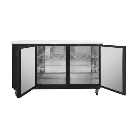 Polarman PLM-BC-3 69" Black Solid Door Back Bar Refrigerator with LED Lighting