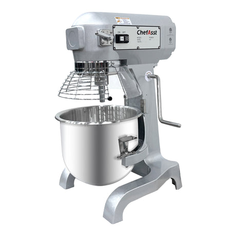 ChefAsst CA-MX20C 20 Qt. 3-Speed Planetary Stand Mixer with Guard & Standard Accessories
