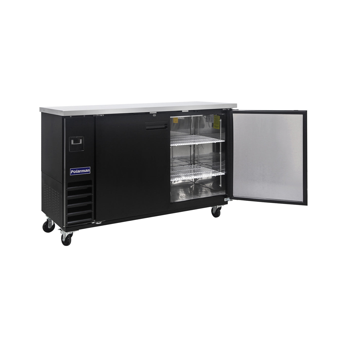 Polarman PLM-BC3-24 61" Black Solid Door Back Bar Refrigerator with LED Lighting