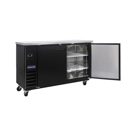Polarman PLM-BC3-24 61" Black Solid Door Back Bar Refrigerator with LED Lighting