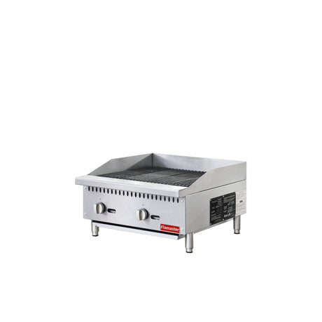 Flamaster FLM-CB24-M 24" Countertop Gas Charbroiler, NG/LPG, 70,000 BTU, 2 Burners
