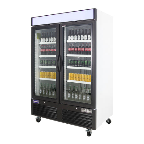 Polarman PLM-HGD48R 53 15/16" Black Refrigerated Double Swing Glass Door Merchandiser with LED Lighting, 48 cu.ft
