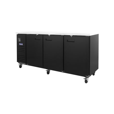 Polarman PLM-BC-4 90 3/8" Black Solid Door Back Bar Refrigerator with LED Lighting