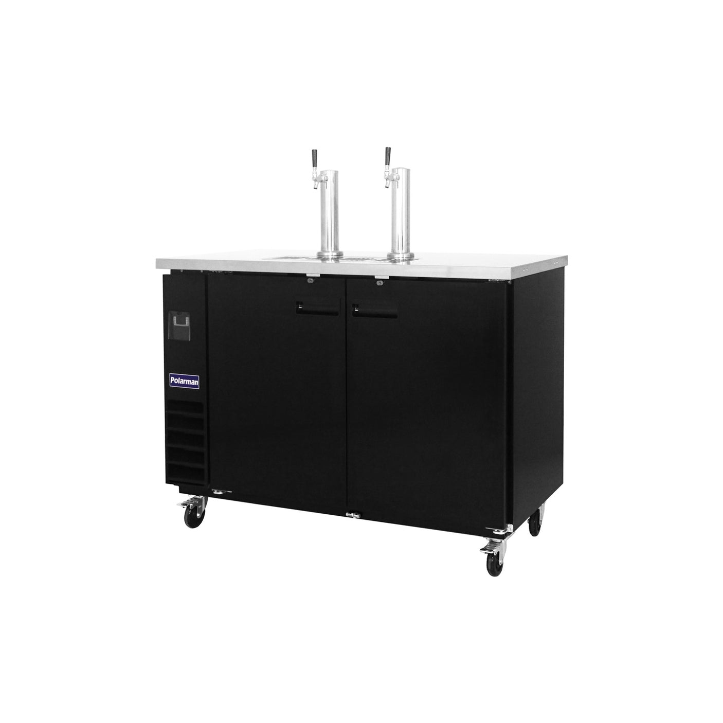 Polarman PLM-BCBD3-2 61 1/16" Dual Single-Tap Kegerator Beer Dispenser with 2 Solid Doors, 16.6 cu. ft.