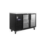 Polarman PLM-BC-2G 58 3/4" Black Glass Door Back Bar Refrigerator with LED Lighting