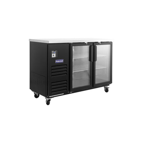 Polarman PLM-BC-2G 58 3/4" Black Glass Door Back Bar Refrigerator with LED Lighting