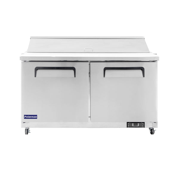 Polarman 61 1/4" PLM-S60S Salad Sandwich Prep Table Stainless Steel Solid Double Door