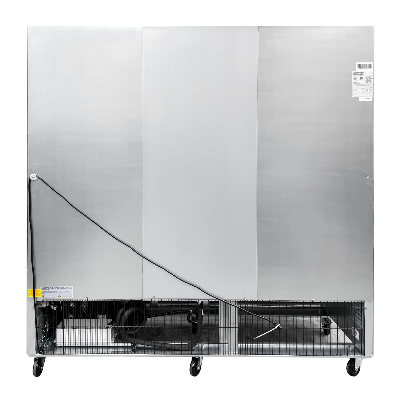 Polarman PLM-81RGS 81" Reach-In Refrigerator with Triple Glass Doors with LED Lighting, Bottom Mount, Stainless Steel, 72 cu. ft.